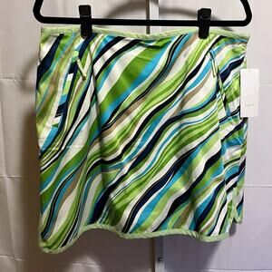 NWT Liz Golf 14 Womens Striped Skort Zipper Pockets Golf Tennis Pickleball Skirt